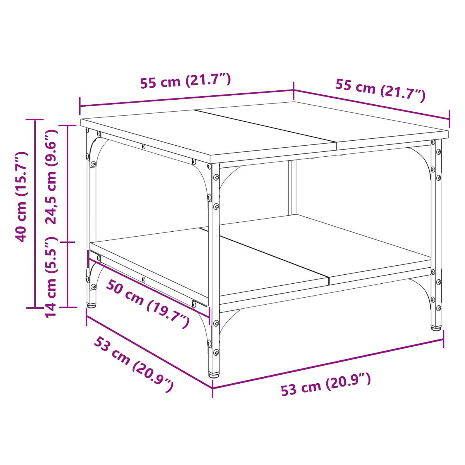 Klubska miza Star les 55 x 55 x 40 cm Konstruiran les - slika 11