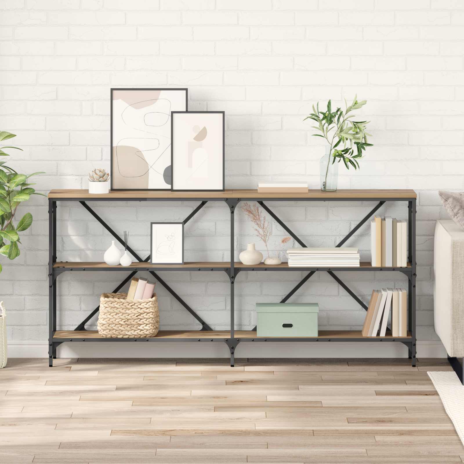 vidaXL Masă de consolă Stejar Artizanal 160 x 30 x 75 cm Lemn compozit