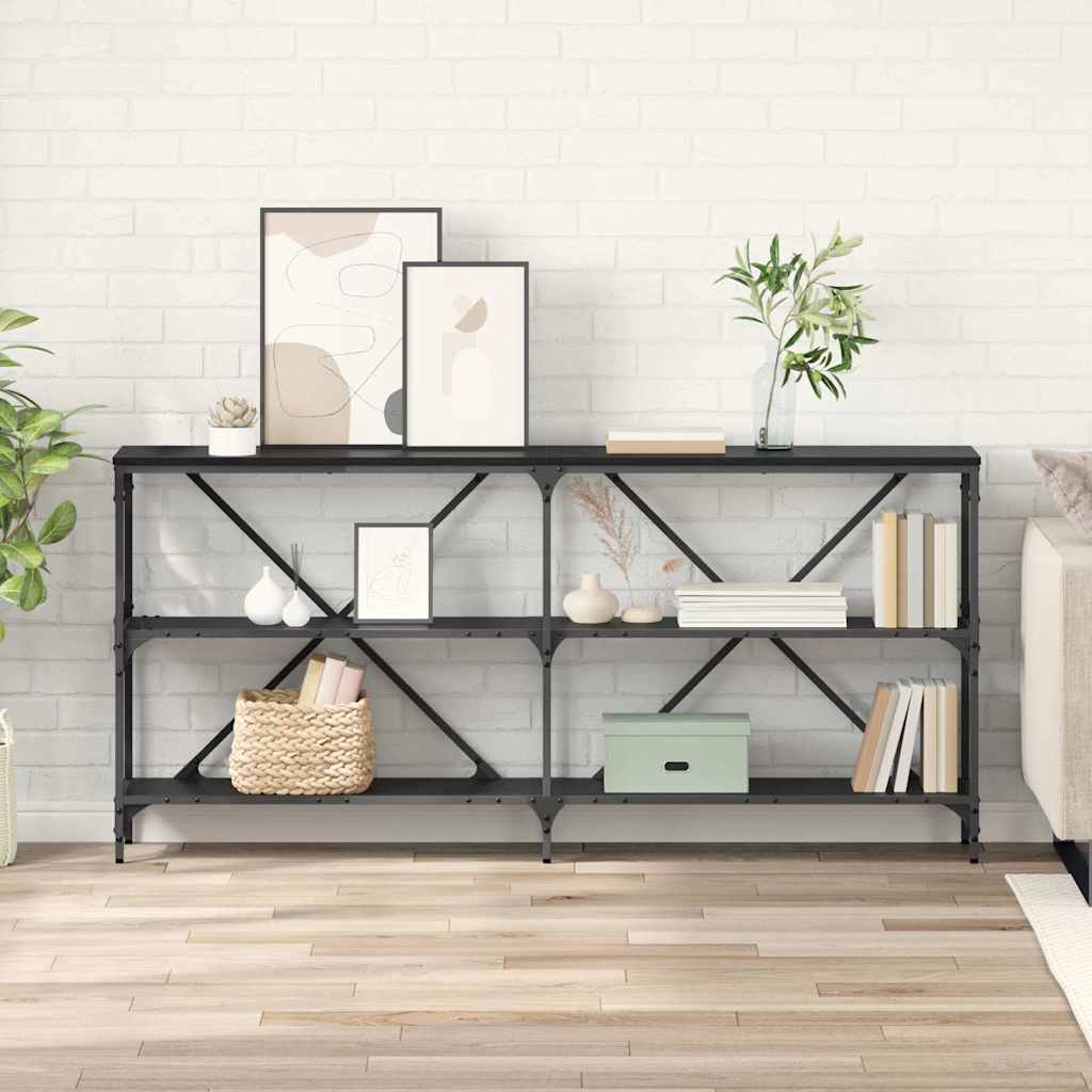 Măsuțe decorative - Masă de consolă cu raft Stejar Negru 160 x 30 x 75 cm
