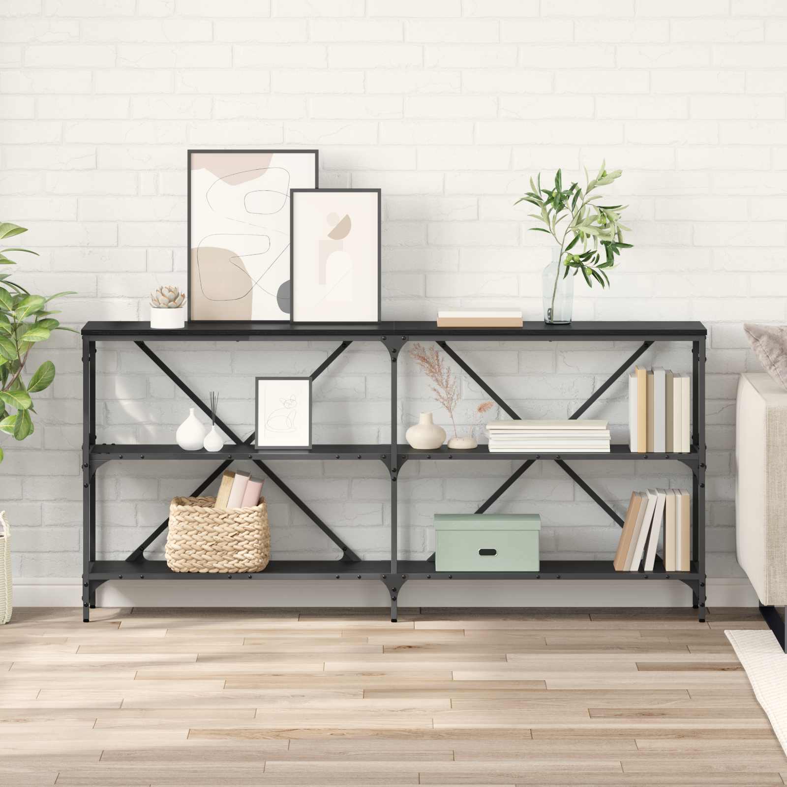 vidaXL Masă de consolă Stejar Negru 160 x 30 x 75 cm Lemn compozit