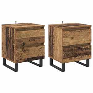 Noční skříňka se zásuvkou 2 pcs Staré dřevo 40 x 35 x 50 cm - obrázek 2