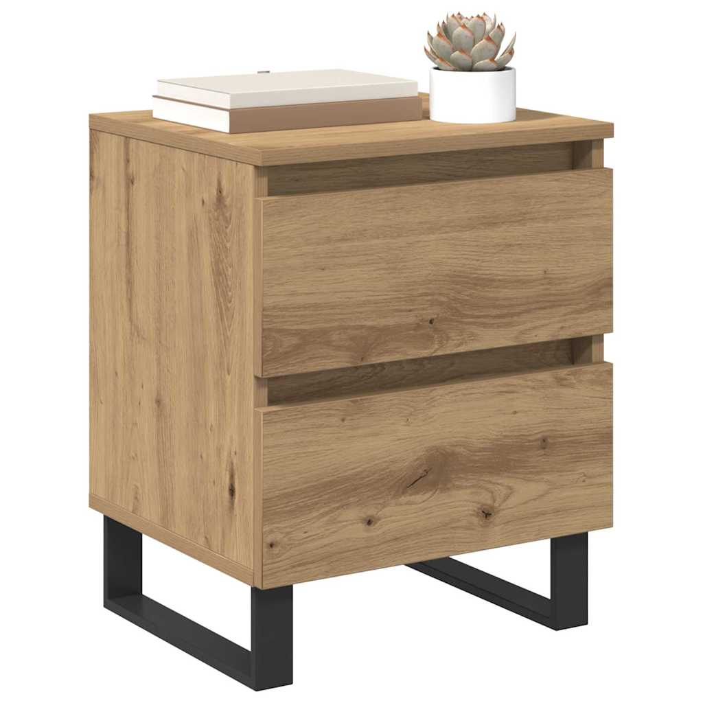 vidaXL Nachtkastje 2 pcs artisanaal eikenkleurig 40 x 35 x 50 cm