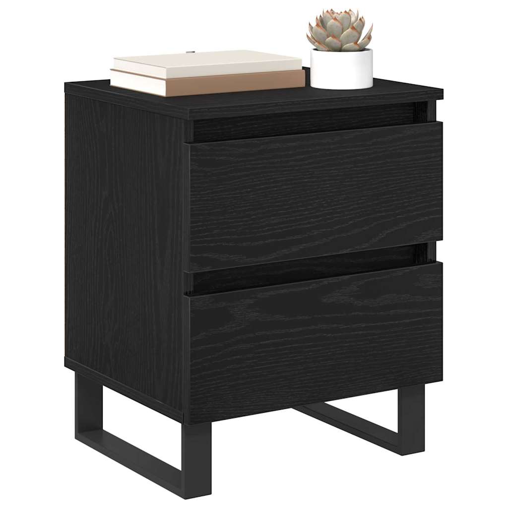 vidaXL Nachtkastje 2 pcs Zwart eiken 40 x 35 x 50 cm Bewerkt hout