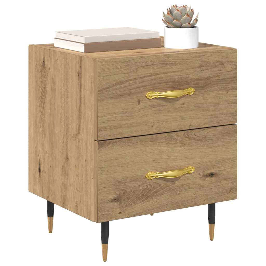 vidaXL Nachtkastje 2 pcs artisanaal eikenkleurig 40 x 35 x 47,5 cm