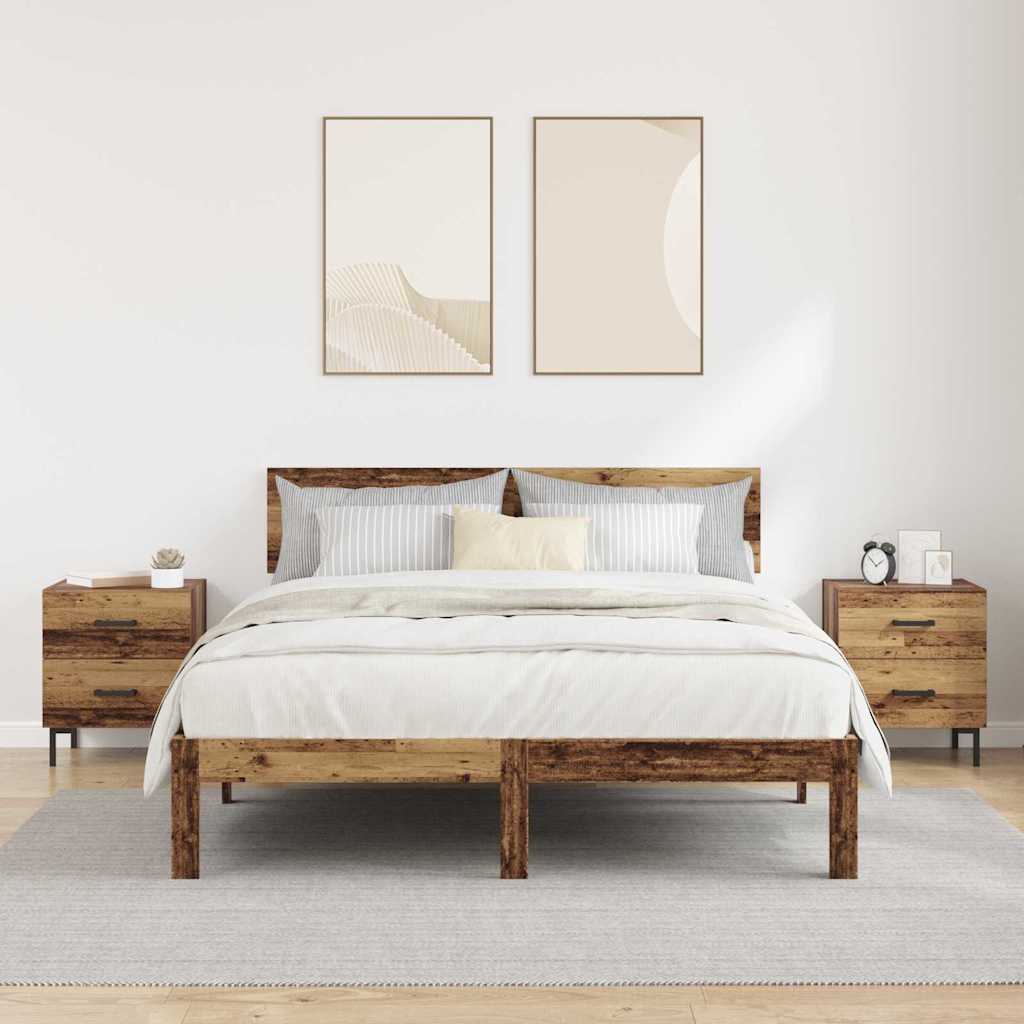 Yöpöytäkaappi 2 pcs Vanha puu 40 x 35 x 47,5 cm Tekninen puu - Image 4