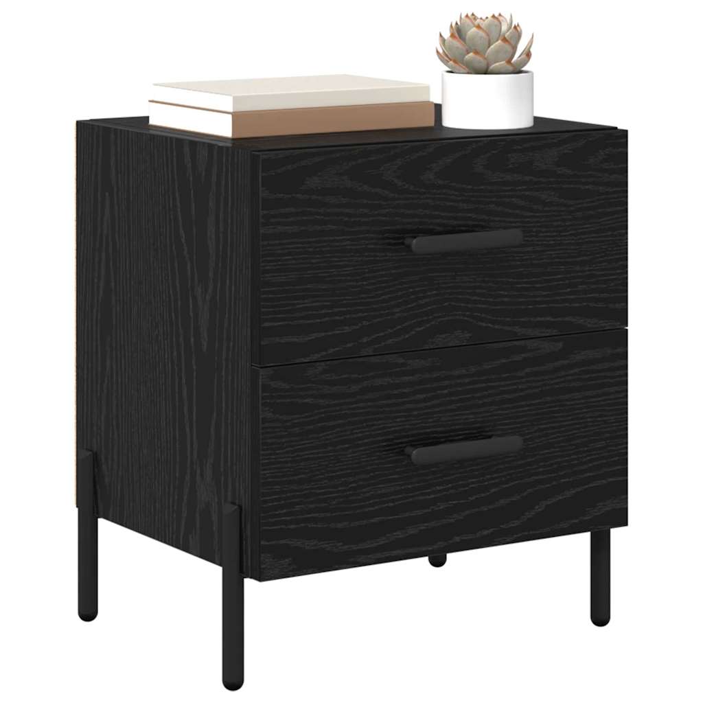 vidaXL Nachtkastje 2 pcs Zwart eiken 40 x 35 x 47,5 cm Bewerkt hout