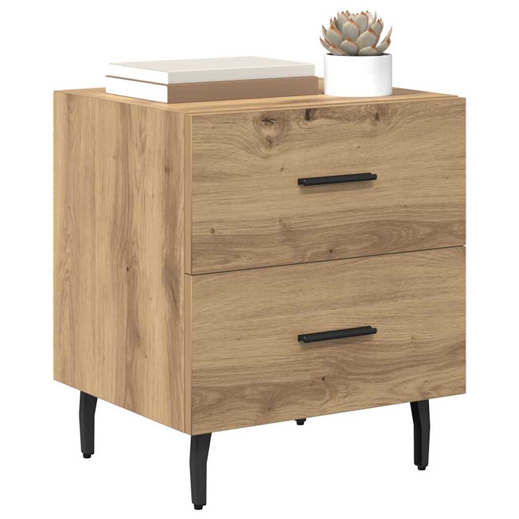 vidaXL Nachtkastje 2 pcs artisanaal eikenkleurig 40 x 35 x 47,5 cm