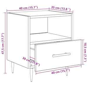Noční stolek 2 pcs Hnědá 40 x 35 x 47,5 cm kompozitní dřevo - obrázek 14