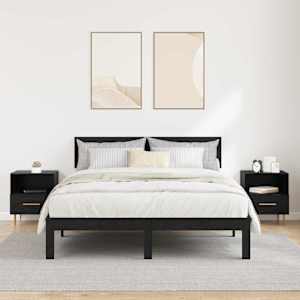 Noční stolek 2 pcs Černá 40 x 35 x 47,5 cm kompozitní dřevo - obrázek 4