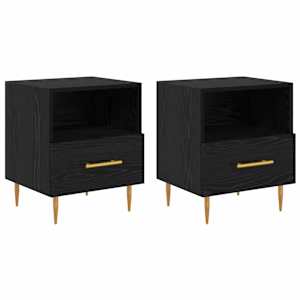 Noční stolek 2 pcs Černá 40 x 35 x 47,5 cm kompozitní dřevo - obrázek 2