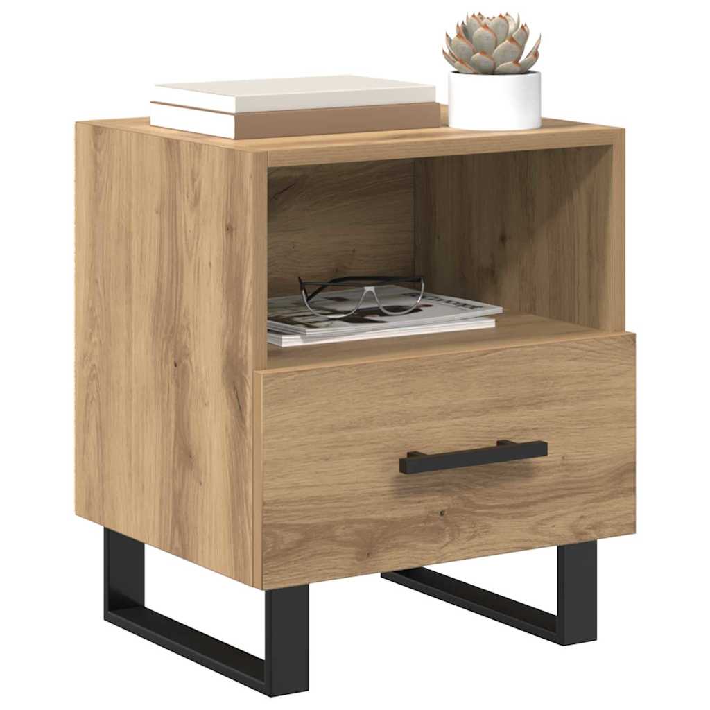 vidaXL Nachtkastje 2 pcs artisanaal eikenkleurig 40 x 35 x 47,5 cm