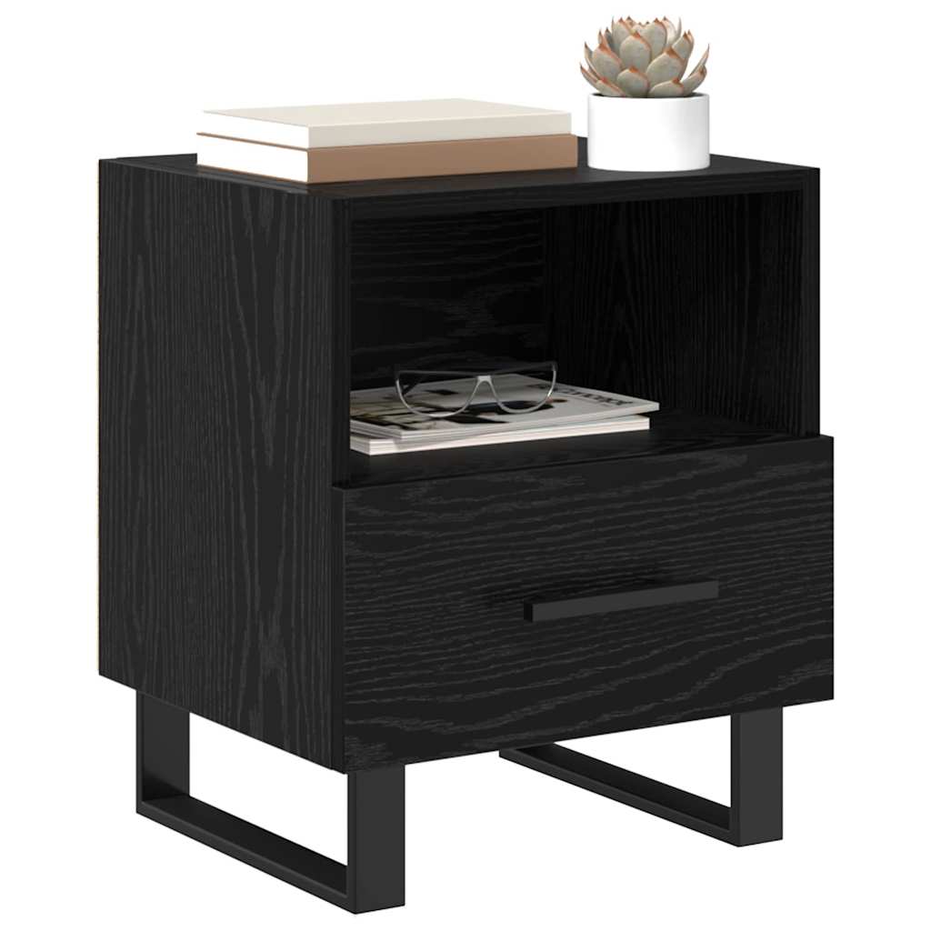 vidaXL Nachtkastje 2 pcs Zwart eiken 40 x 35 x 47,5 cm Bewerkt hout