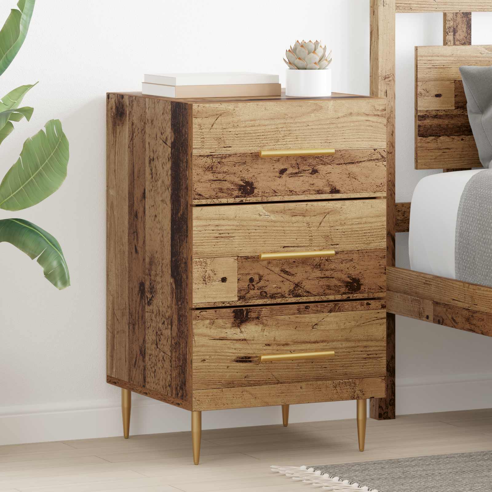 vidaXL Dulap de noapte Lemn vechi 40 x 40 x 66 cm Lemn compozit