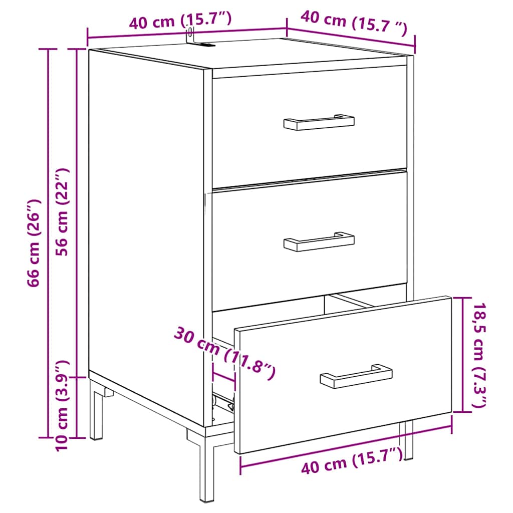 Nočna omarica Star les 40 x 40 x 66 cm Konstruiran les - slika 13