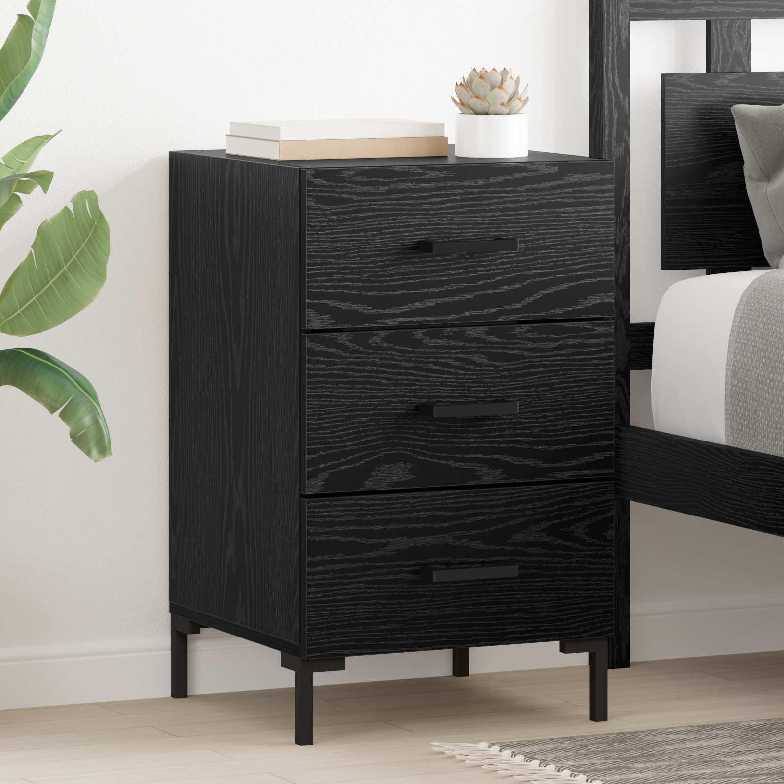 vidaXL Dulap de noapte Stejar Negru 40 x 40 x 66 cm Lemn compozit