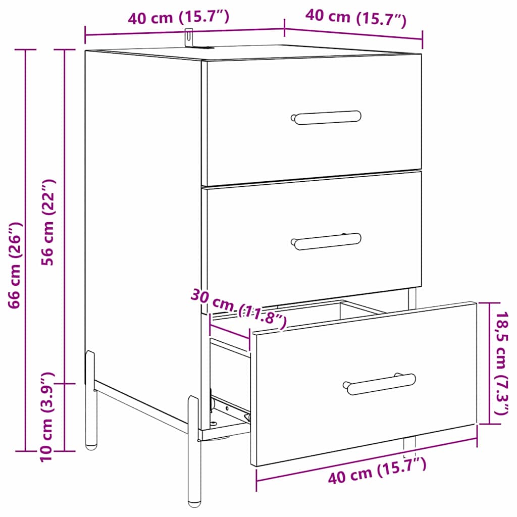 Nočna omarica Star les 40 x 40 x 66 cm Konstruiran les - slika 13