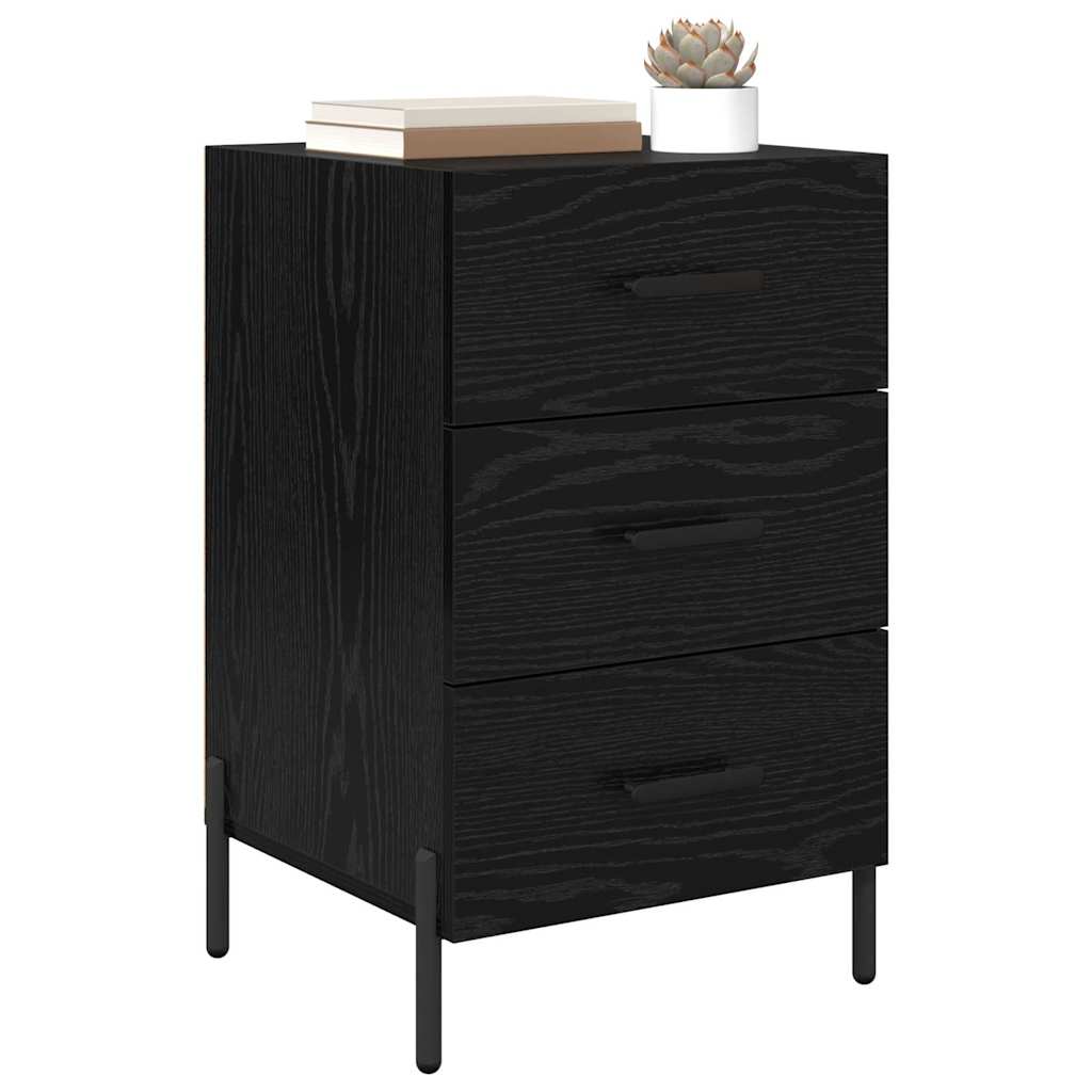 vidaXL Nachtkastje met lade Zwart eiken 40 x 40 x 66 cm Bewerkt hout