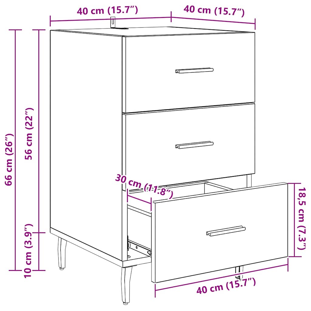 Nočna omarica Star les 40 x 40 x 66 cm Konstruiran les - slika 13