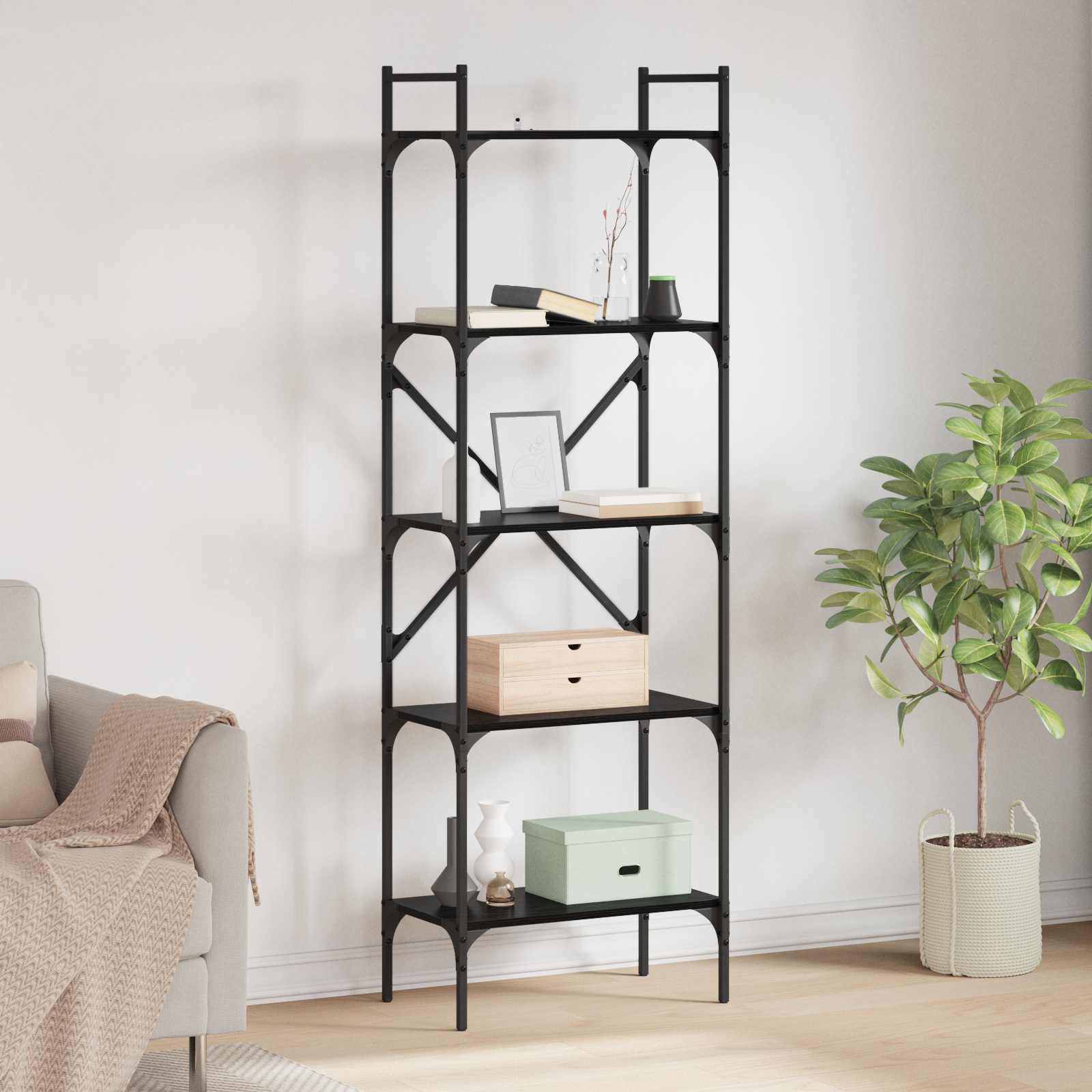 vidaXL Bibliotecă Stejar Negru 56 x 32 x 174 cm Lemn compozit