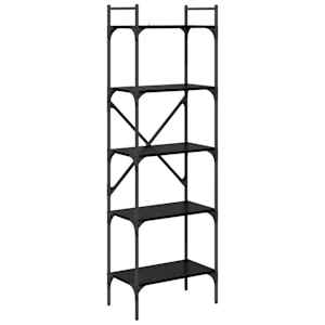 vidaXL Raamatukapp 5 tasandit 56 x 32 x 174 cm Tehispuit Must tamm