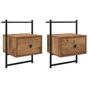 Noční skříňka se zásuvkou 2 pcs Staré dřevo 35 x 30 x 51 cm - obrázek 2