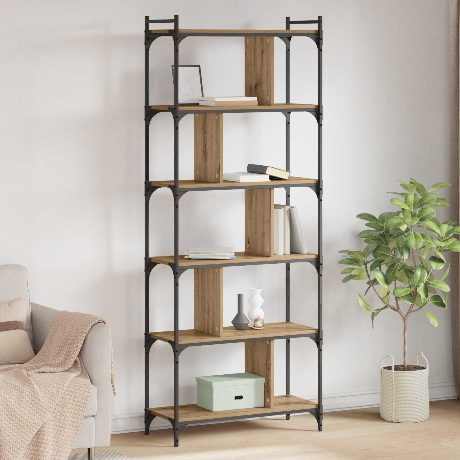 vidaXL Bibliotecă stejar artizanal 76 x 32 x 192 cm Lemn compozit