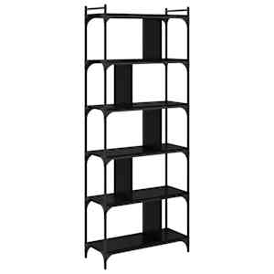 vidaXL Raamatukapp 5 tasandit 76 x 32 x 192 cm Tehispuit Must tamm