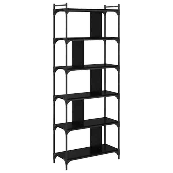 vidaXL Raamatukapp 5 tasandit 76 x 32 x 192 cm Tehispuit Must tamm