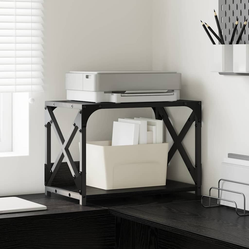 vidaXL Suport pentru imprimantă Stejar Negru 44 x 26 x 31.5 cm