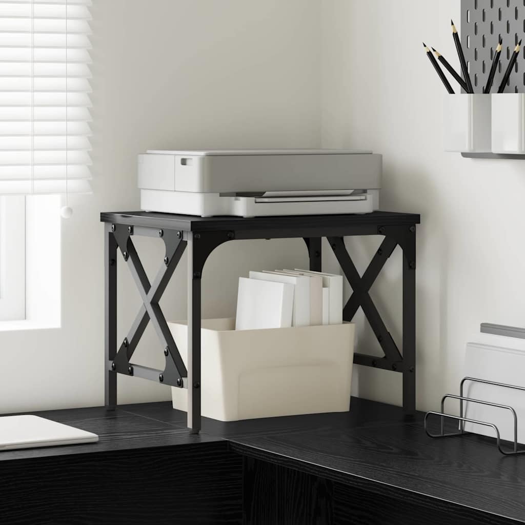 vidaXL Suport pentru imprimantă Ajustabil Stejar Negru 40 x 30 x 31 cm