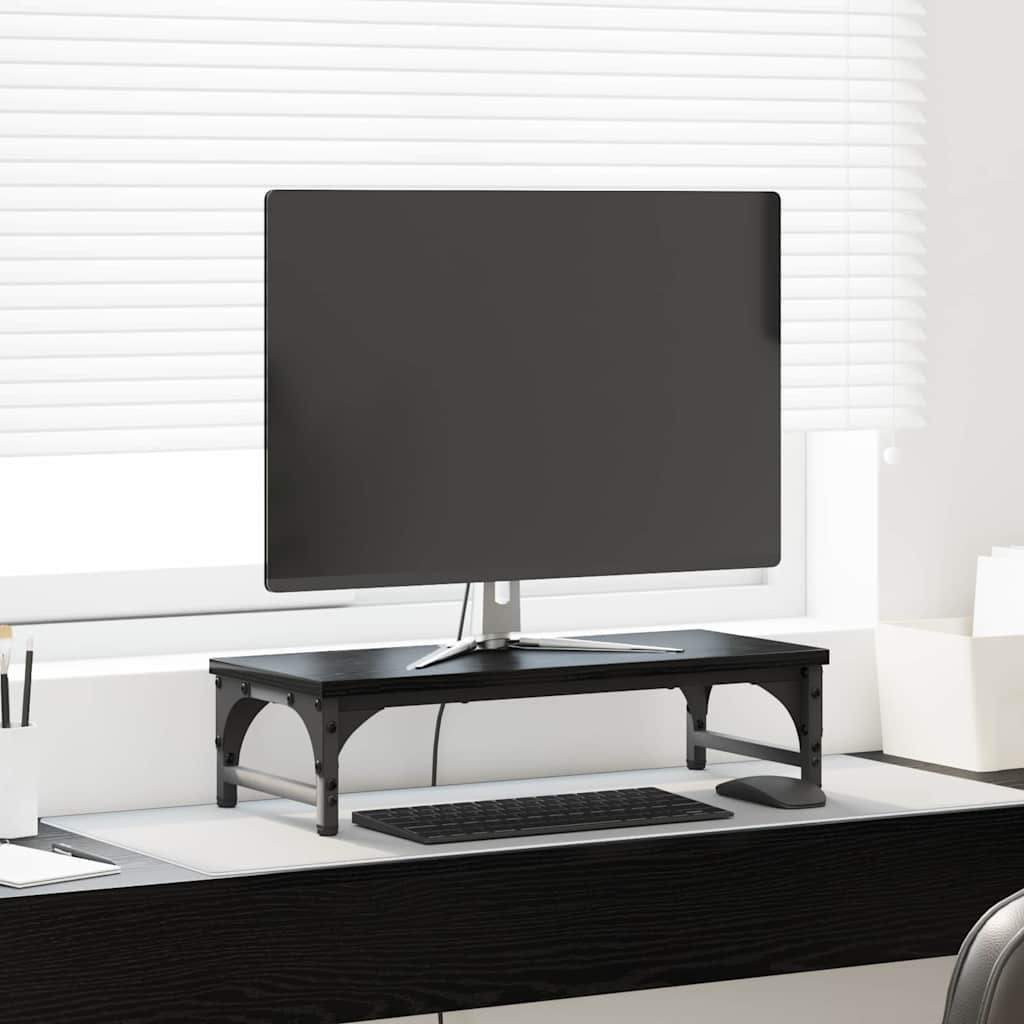 vidaXL Suport pentru monitor Stejar Negru 55 x 23 x 14 cm