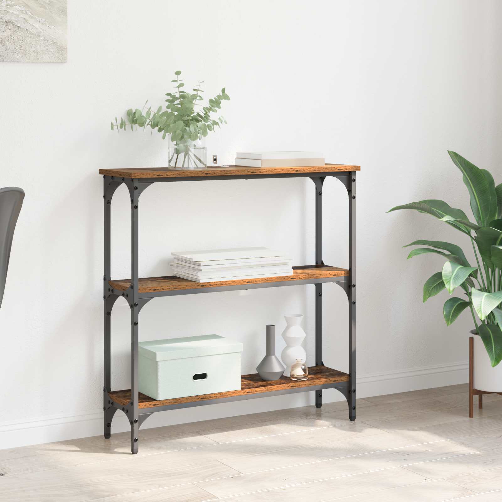 vidaXL Masă de consolă Lemn vechi 75 x 22,5 x 75 cm Lemn compozit