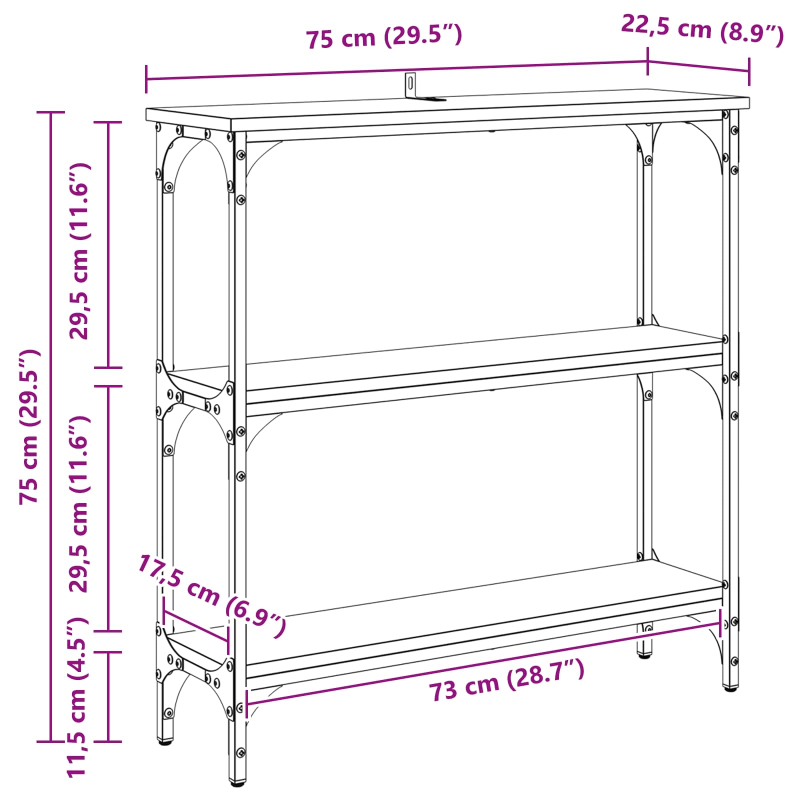 Konzolna miza Star les 75 x 22,5 x 75 cm Konstruiran les - slika 12