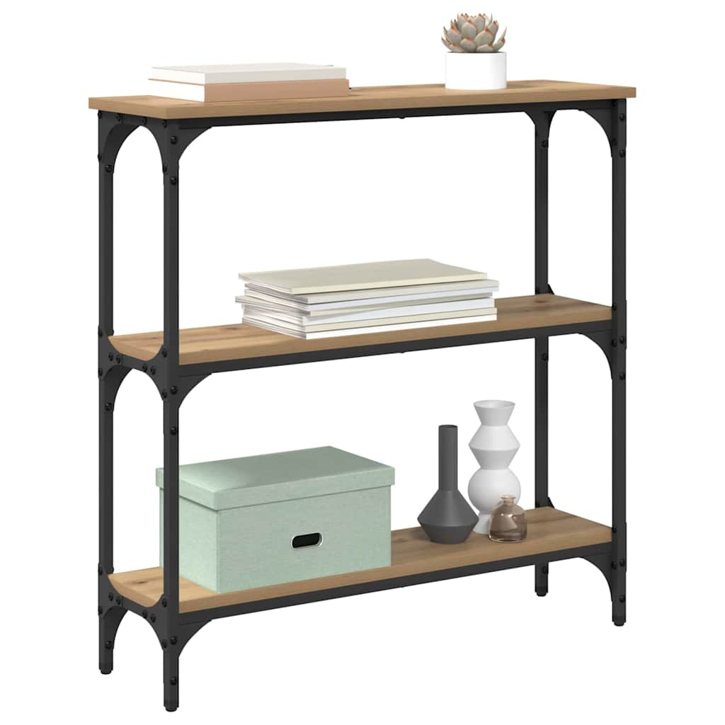 vidaXL Wandtafel met plank artisanaal eikenkleurig 75 x 22.5 x 75 cm