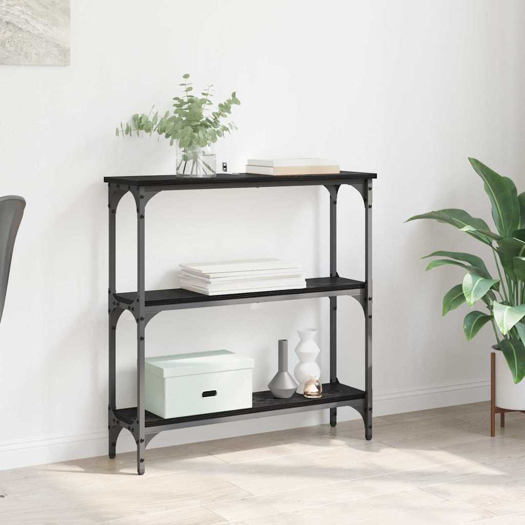 vidaXL Masă de consolă cu raft Stejar negru 75 x 22.5 x 75 cm