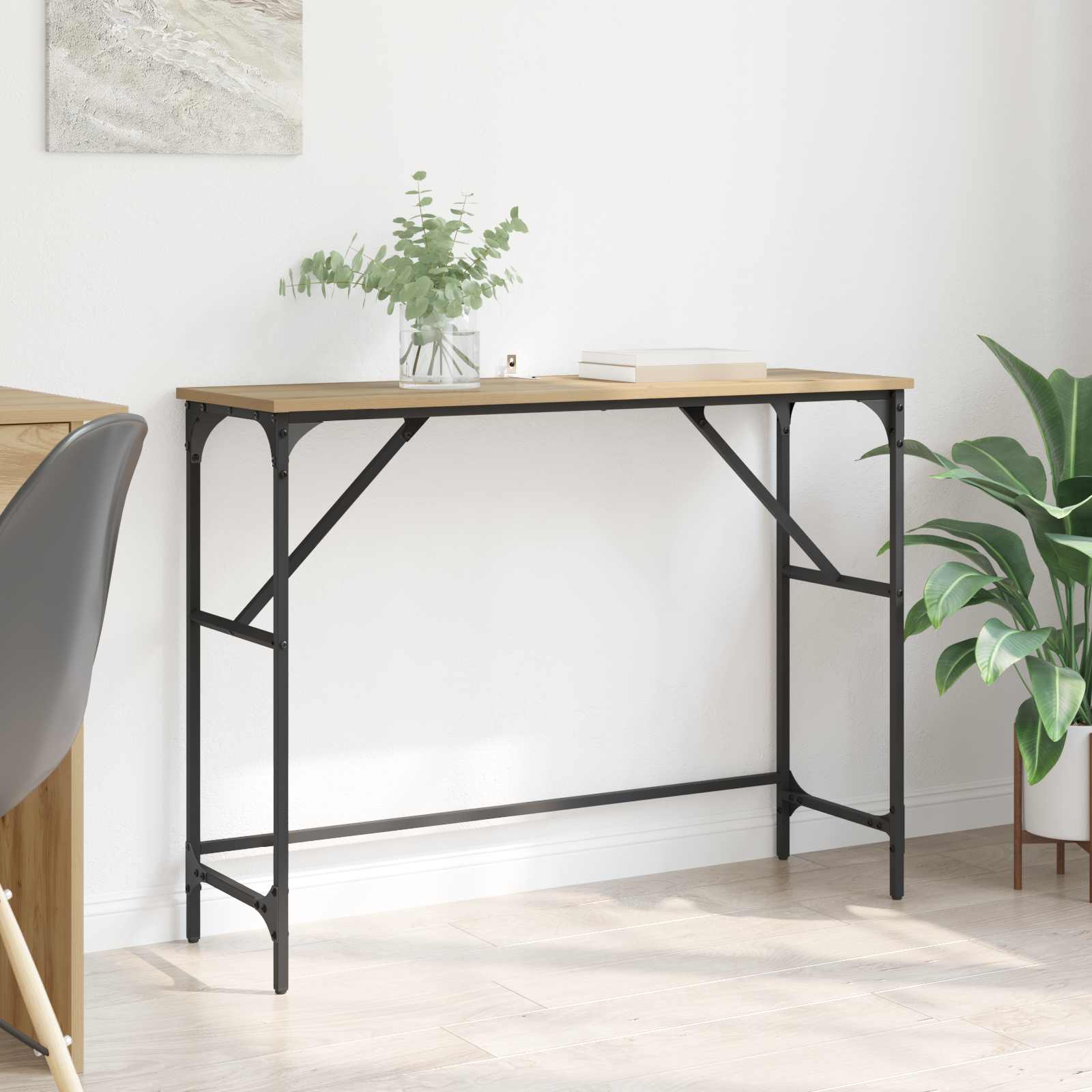 vidaXL Masă de consolă Stejar Artizanal 100 x 32 x 75 cm Lemn compozit