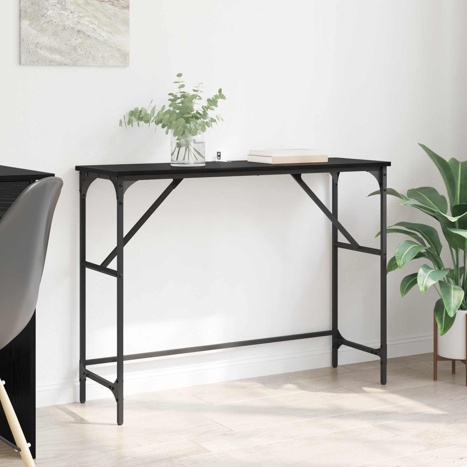 vidaXL Masă de consolă Stejar Negru 100 x 32 x 75 cm Lemn compozit
