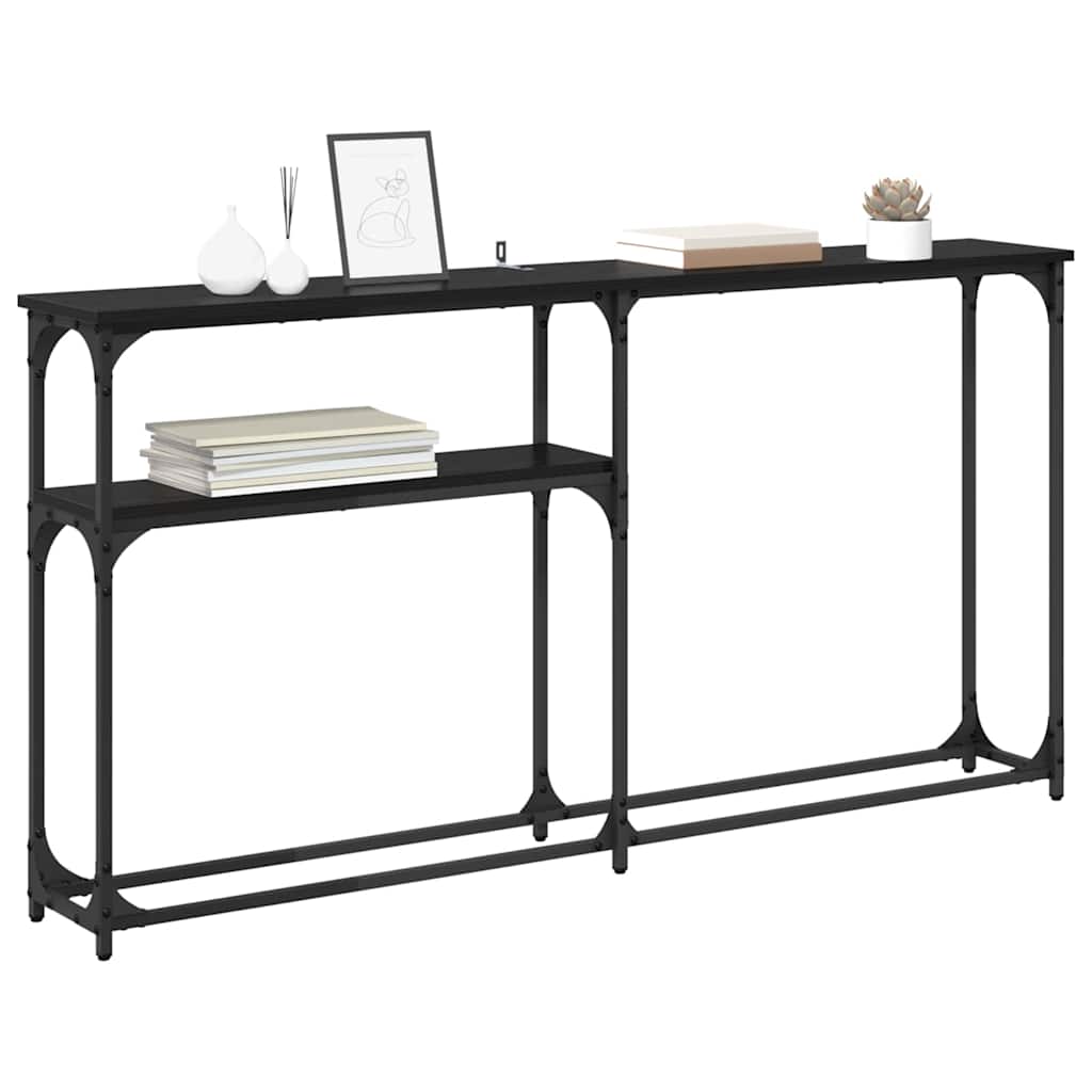 vidaXL Consoletafel Zwart eiken 145x22.5x75cm Bewerkt hout