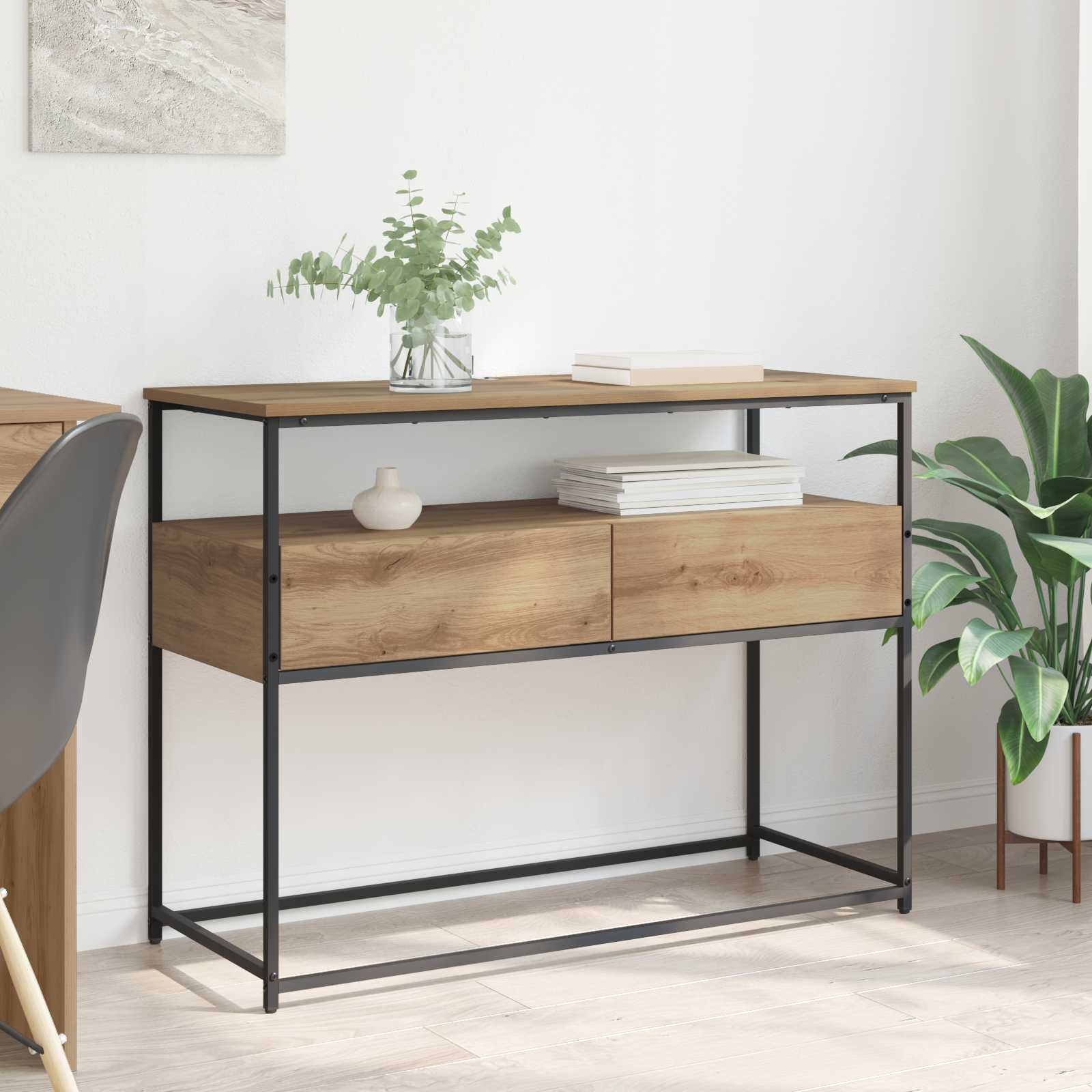 vidaXL Masă de consolă Stejar Artizanal 100 x 40 x 75 cm Lemn compozit