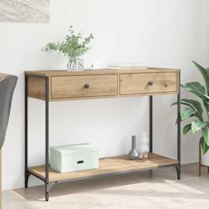 Konzolna miza Umetni hrast 100 x 34,5 x 75 cm Konstruiran les