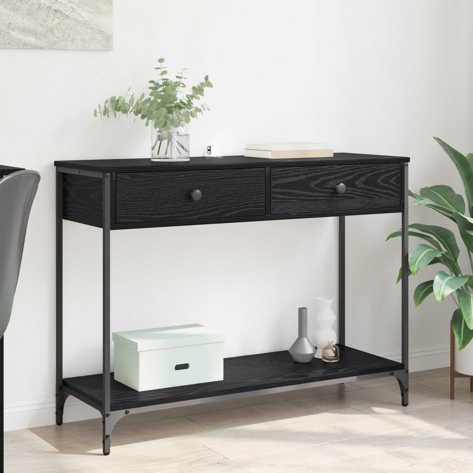 vidaXL Masă de consolă Stejar Negru 100 x 34,5 x 75 cm Lemn compozit