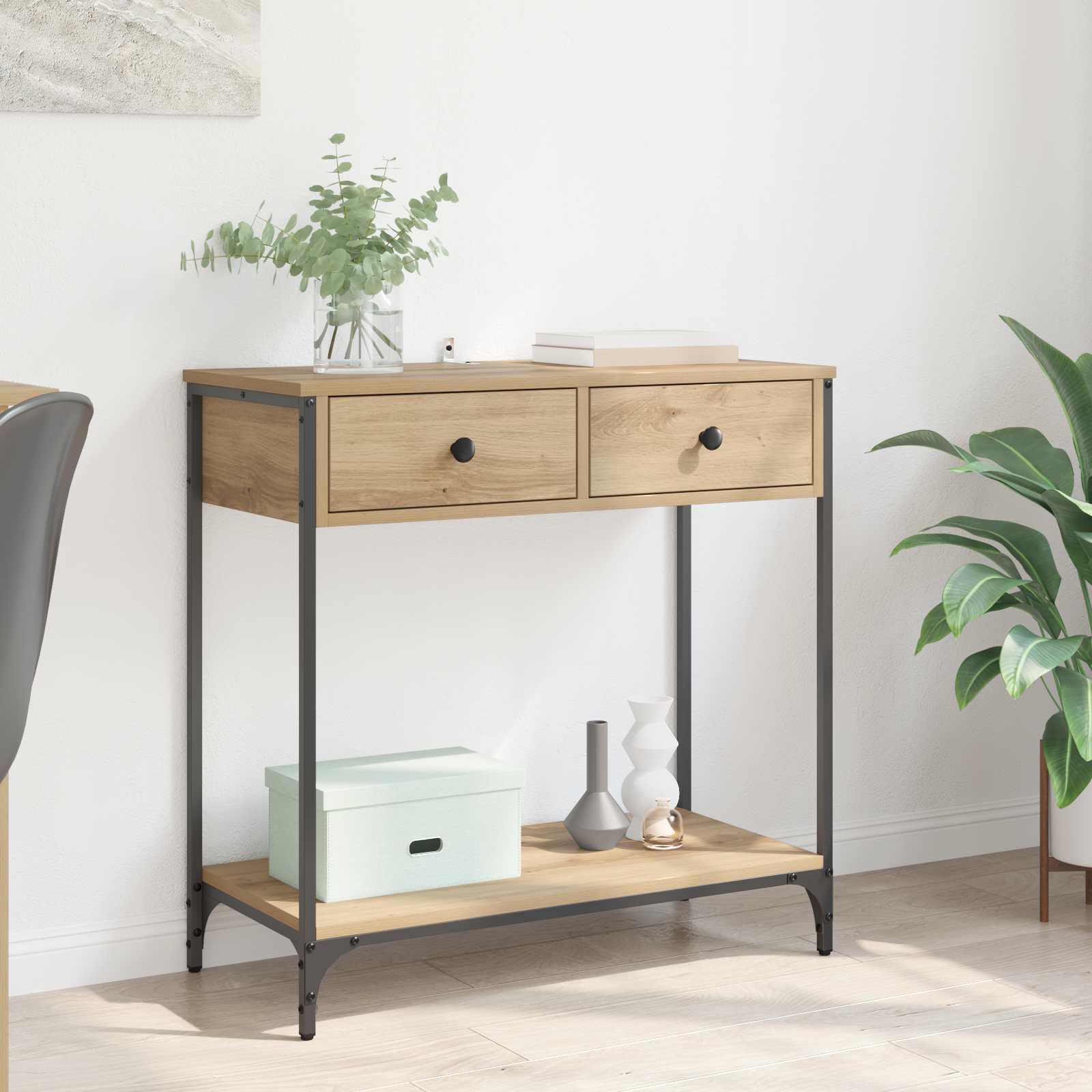 vidaXL Masă de consolă cu sertar Stejar Artizanal 75 x 34,5 x 75 cm