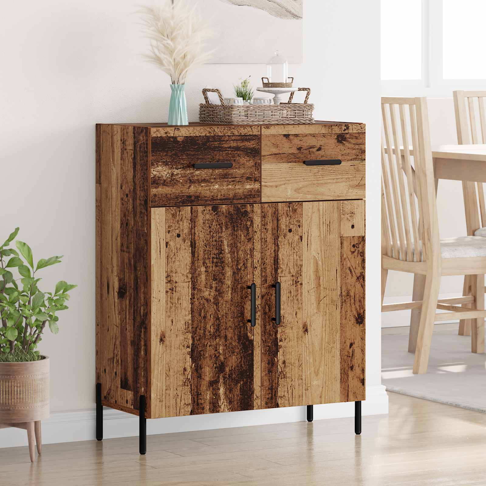 vidaXL Bufet cu sertar Lemn Vechi 69,5 x 34 x 90 cm Lemn compozit