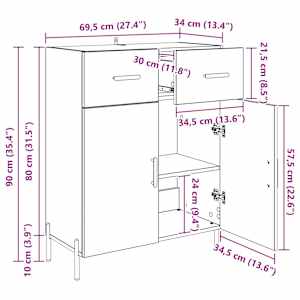 Servírovací skříň Černý dub 69,5 x 34 x 90 cm kompozitní dřevo - obrázek 11