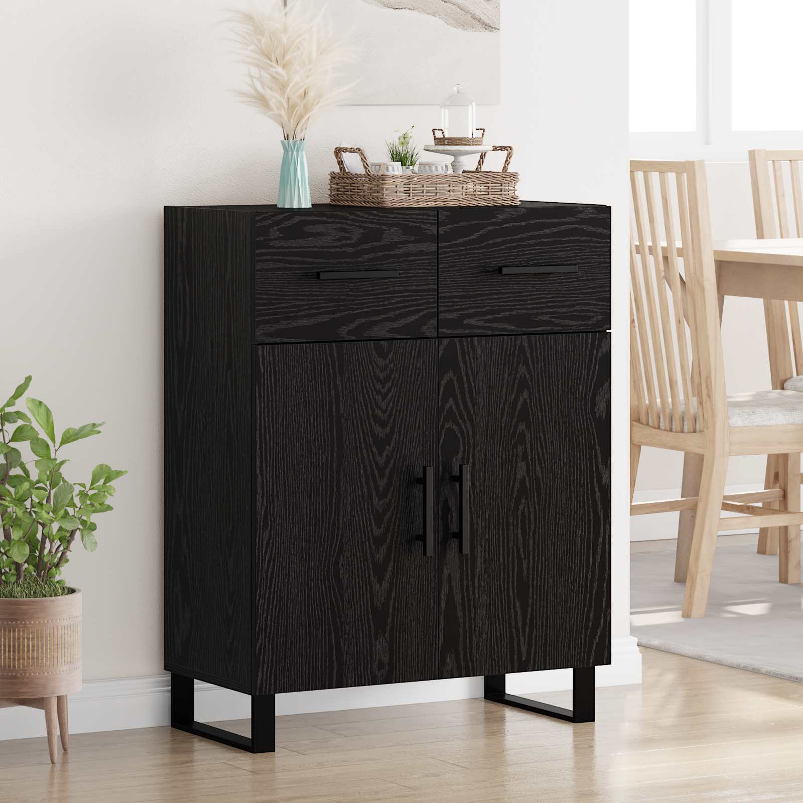 vidaXL Bufet cu sertar Stejar Negru 69,5 x 34 x 90 cm Lemn compozit