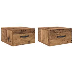 Noční skříňka se zásuvkou 2 pcs Staré dřevo 35 x 35 x 20 cm - obrázek 2
