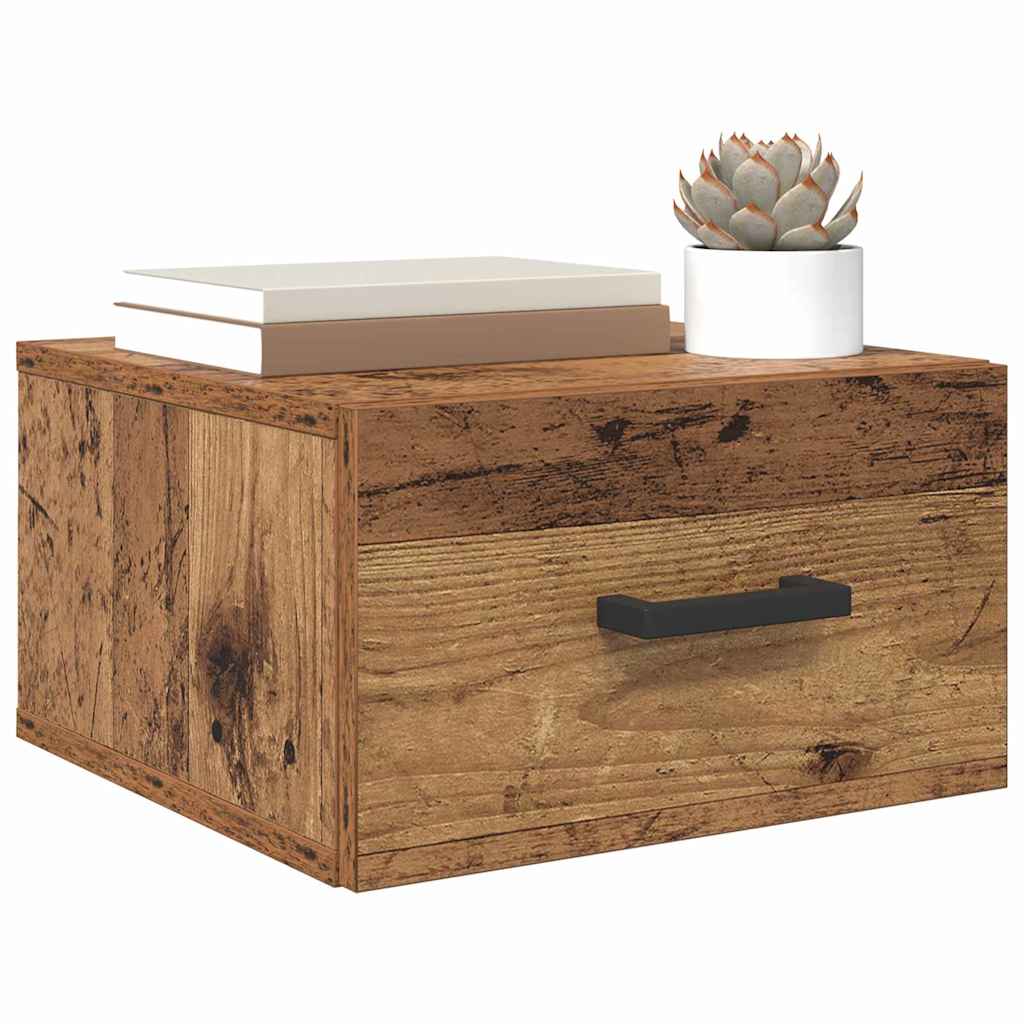 vidaXL Nachtkastje met lade Oud hout 35 x 35 x 20 cm Bewerkt hout