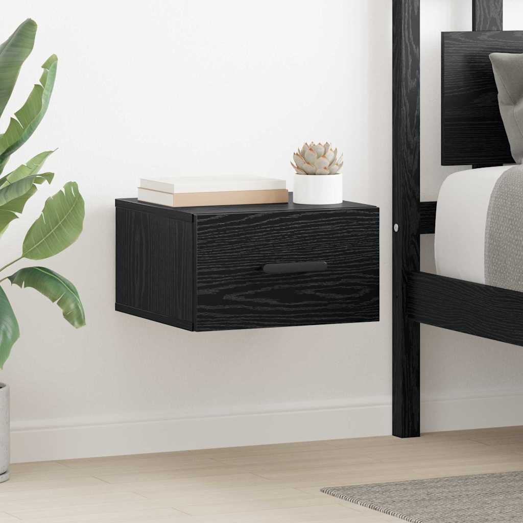 vidaXL Dulap de noapte Pe perete 2 pcs Stejar negru 35 x 35 x 20 cm