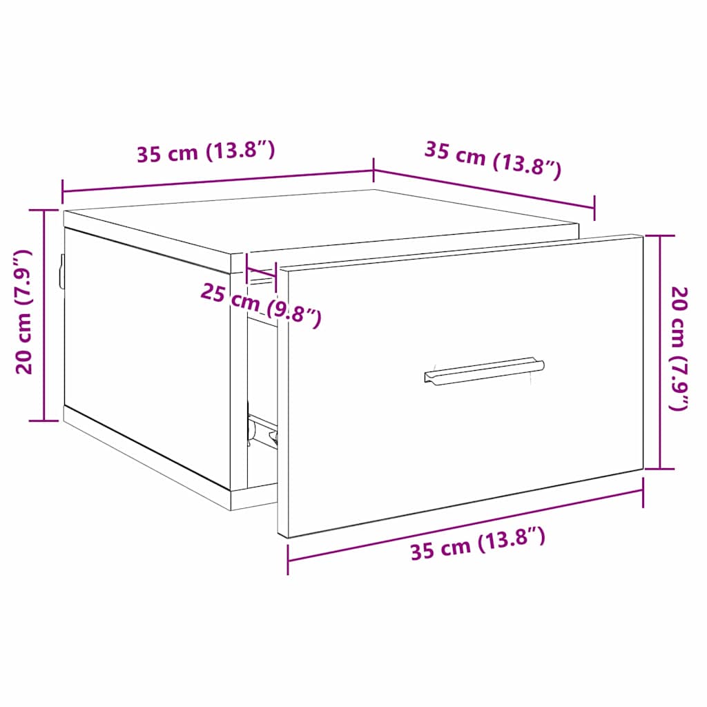 Noční skříňka 2 pcs Černý dub 35 x 35 x 20 cm Kompozitní dřevo - obrázek 14