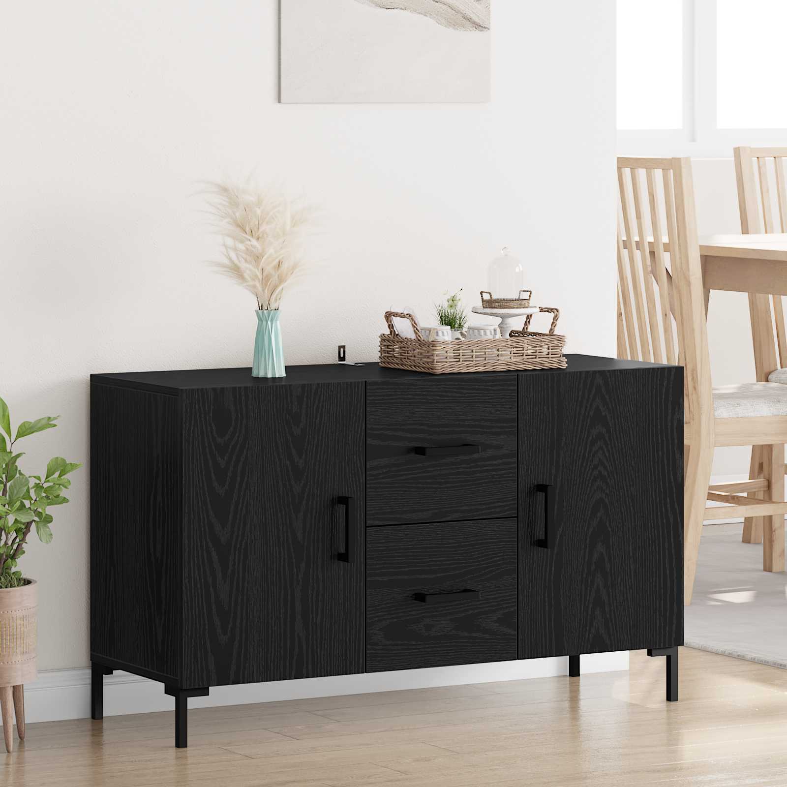 vidaXL Bufet cu sertar Stejar Negru 100 x 36 x 60 cm Lemn compozit